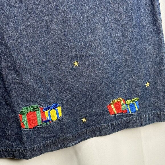 Westbound Embroidery Christmas Tree And Presents Denim Maxi Skirt Sz 16 - Picture 3 of 6